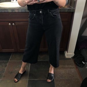 Black wide leg denim